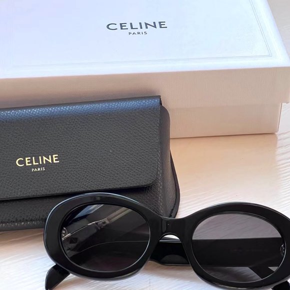 Celine Oval Sunglasses Triomphe Black